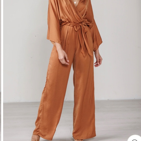 Leland Paperbag Waist Jumpsuit in camel size 2XL - Picture 2 of 2
